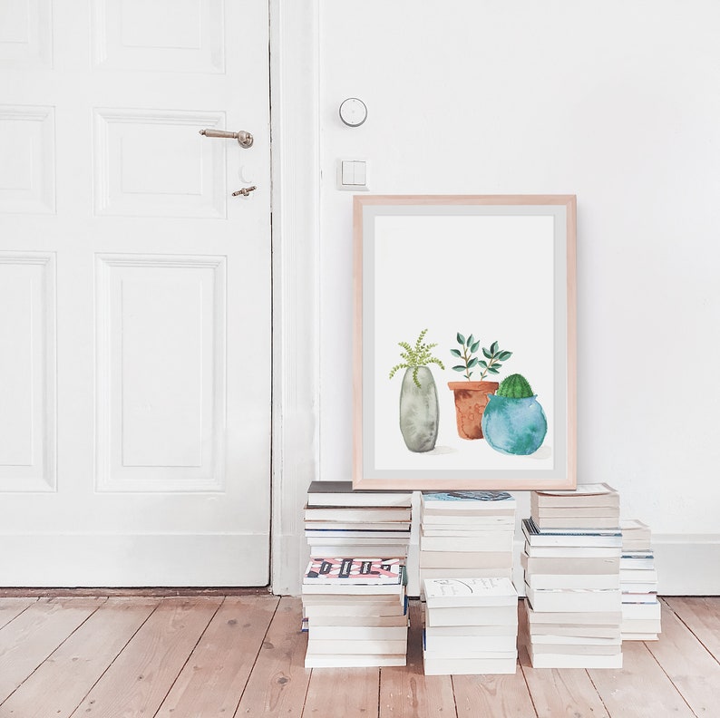 House Plants Original Watercolour Print Hand Painted Wall Art Home Decor Plant Lover Gift Eco Friendly Plastic Free Print image 3