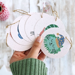Étiquettes-cadeaux de Noël Festive Cats | Fait main | Étiquettes écologiques pour cadeaux de Noël sans plastique