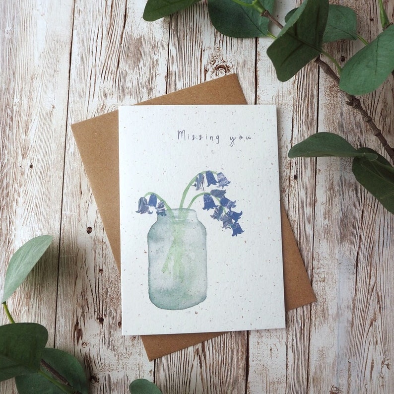 Carte de jacinthes bleues de Zazzle.be Liste d'envies Vous avez des idées Oeuvre d'art originale collage aquarelle fleurs de printemps Carte vierge A6 Carte écologique sans plastique image 1