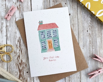 You Feel Like Home Card | Valentines Anniversary Card | Hand Painted Watercolour | A6 or A5 Blank Card | Eco Friendly