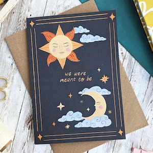We waren bedoeld om te zijn | Maan en zon hemelse tarotlotkaart | Valentijnsdag jubileumkaart | Blanco A6- of A5-kaart | Milieuvriendelijk