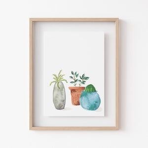 House Plants Original Watercolour Print Hand Painted Wall Art Home Decor Plant Lover Gift Eco Friendly Plastic Free Print image 2
