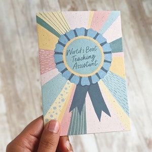 World's Best Teaching Assistant Thank You TA Card End of Term Card A6 or A5 Blank Card Eco Friendly Plastic Free image 4