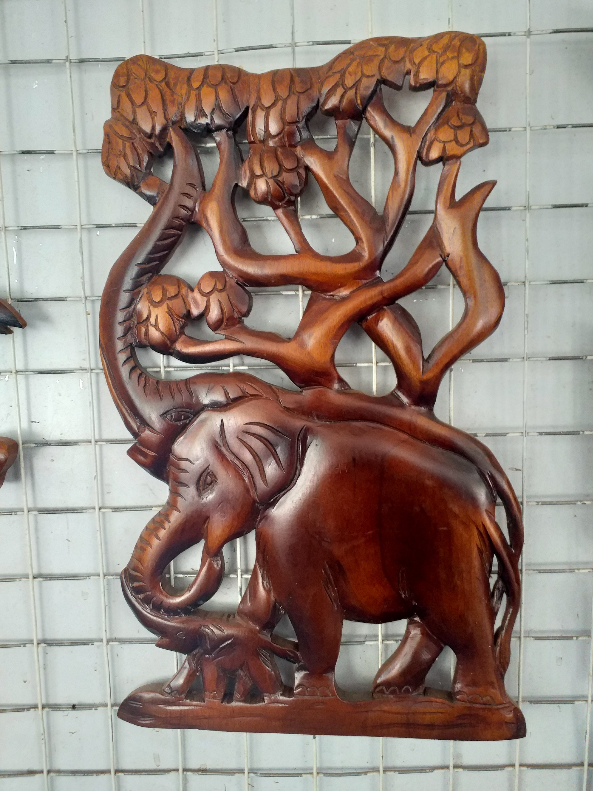 Hand Carved Wooden 3 Elephant Wall Hanging Wooden Wall Décor Etsy