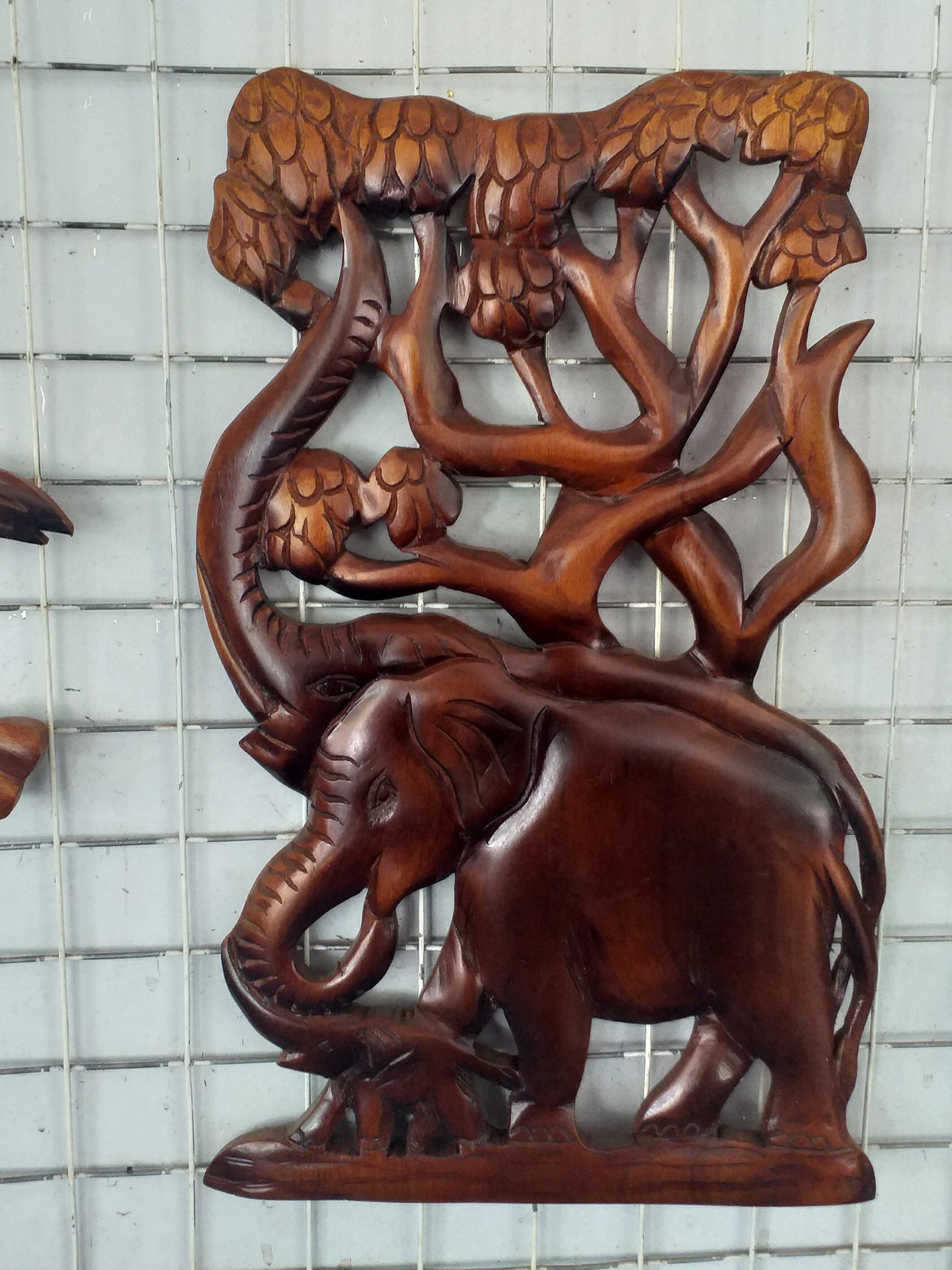 Hand Carved Wooden 3 Elephant Wall Hanging Wooden Wall Décor Etsy