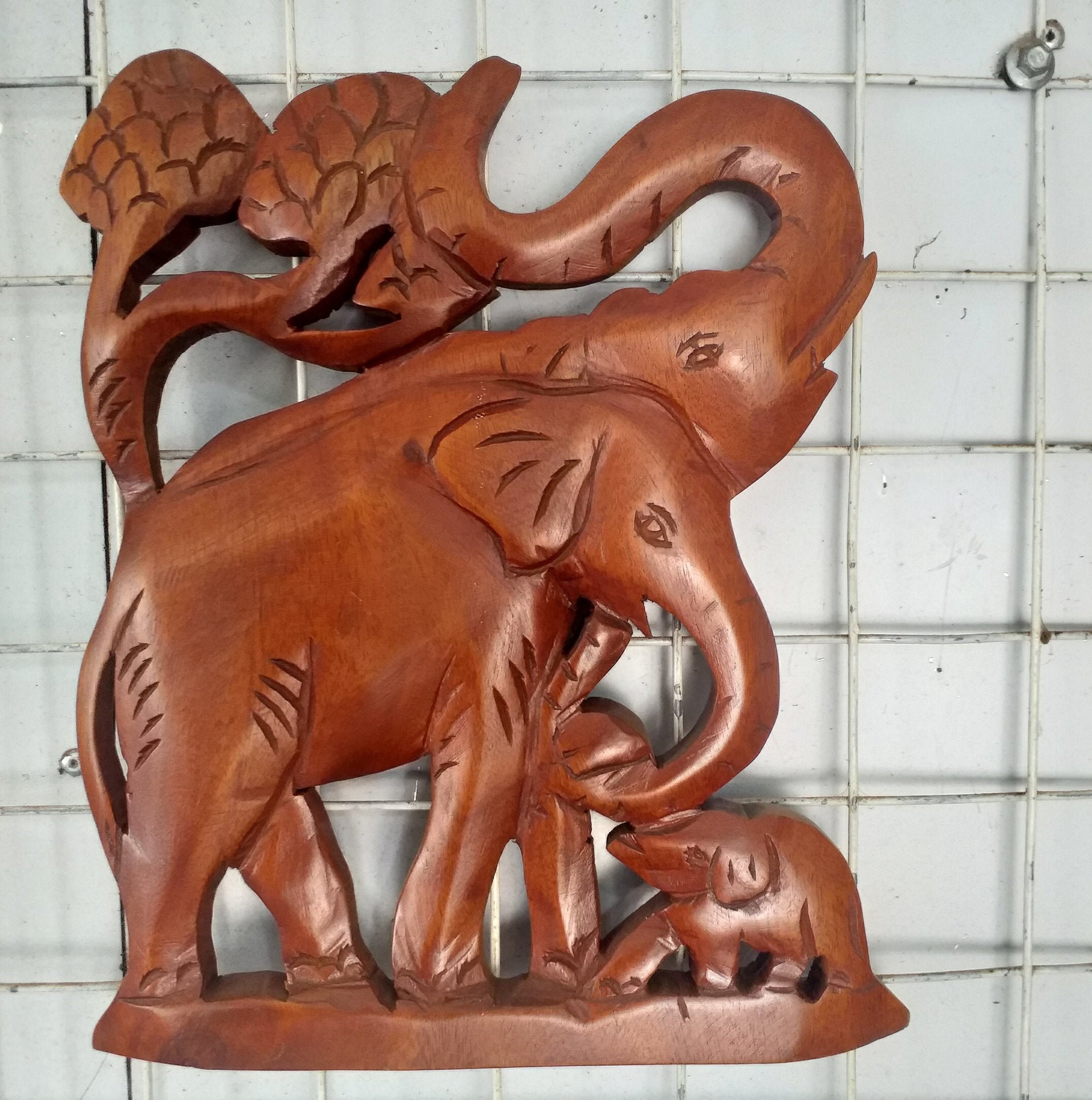Hand Carved Wooden 3 Elephant Wall Hanging Wooden Wall Décor Etsy