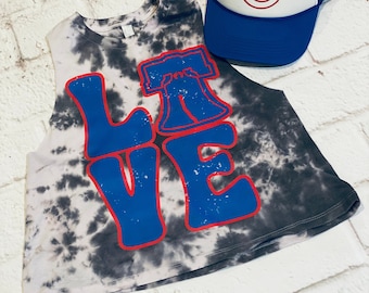 Philadelphia Love Crop Muscle Tank - Philadelphia Baseball - Basketball - Patriotic Tank
