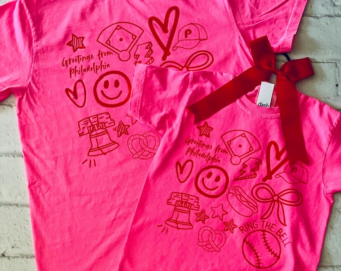 Neon Philadelphia Doodle Tee