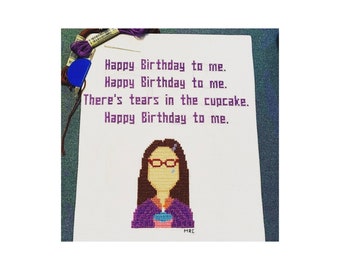 Sad Amy Birthday Cross Stitch Pattern