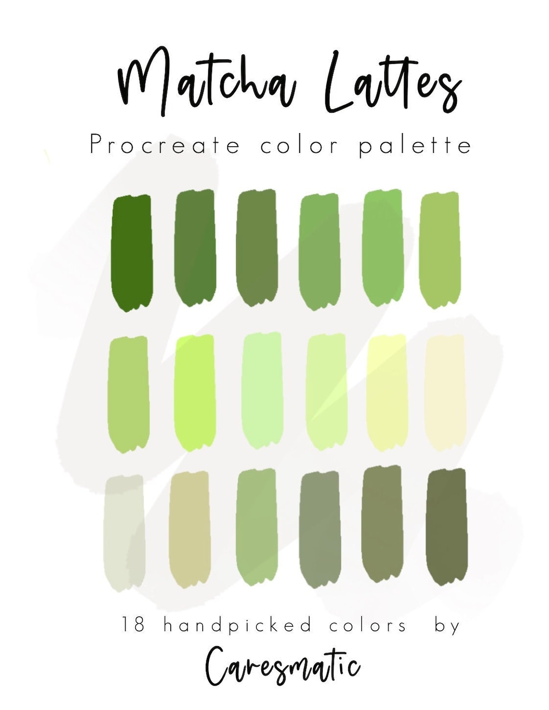Matcha Latte Color Palette, Procreate Color Palette, Color Swatches