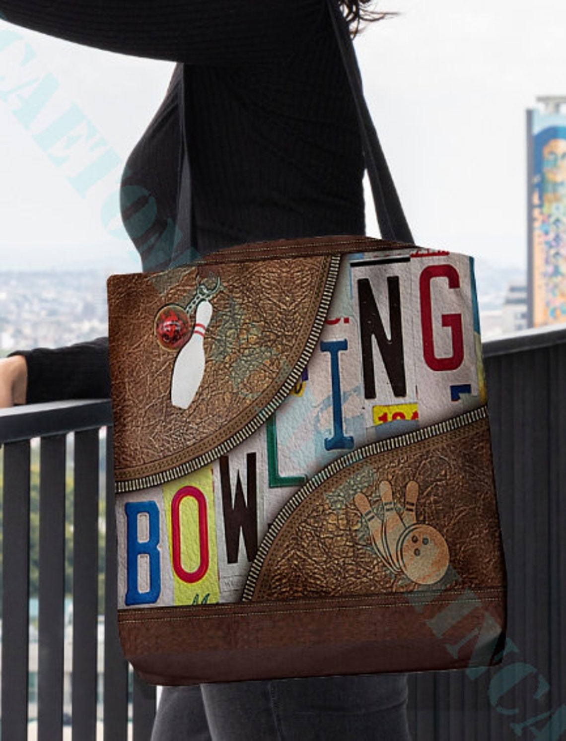 Personalized Bowling Tote Bag Bowling Shoulder Bag Bowling Etsy