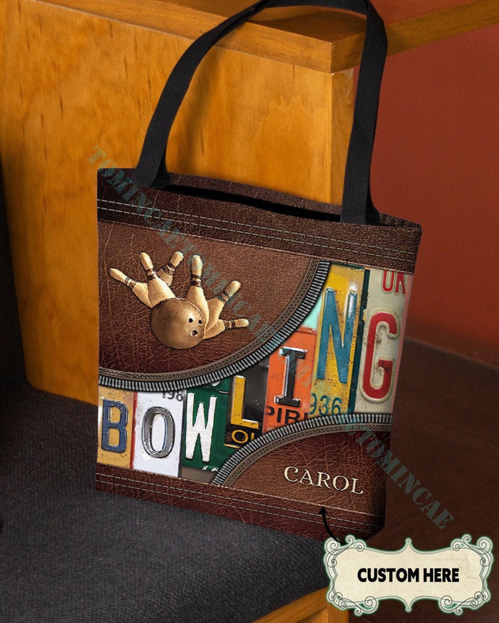 Personalized Bowling Tote Bag Bowling Shoulder Bag Bowling Etsy