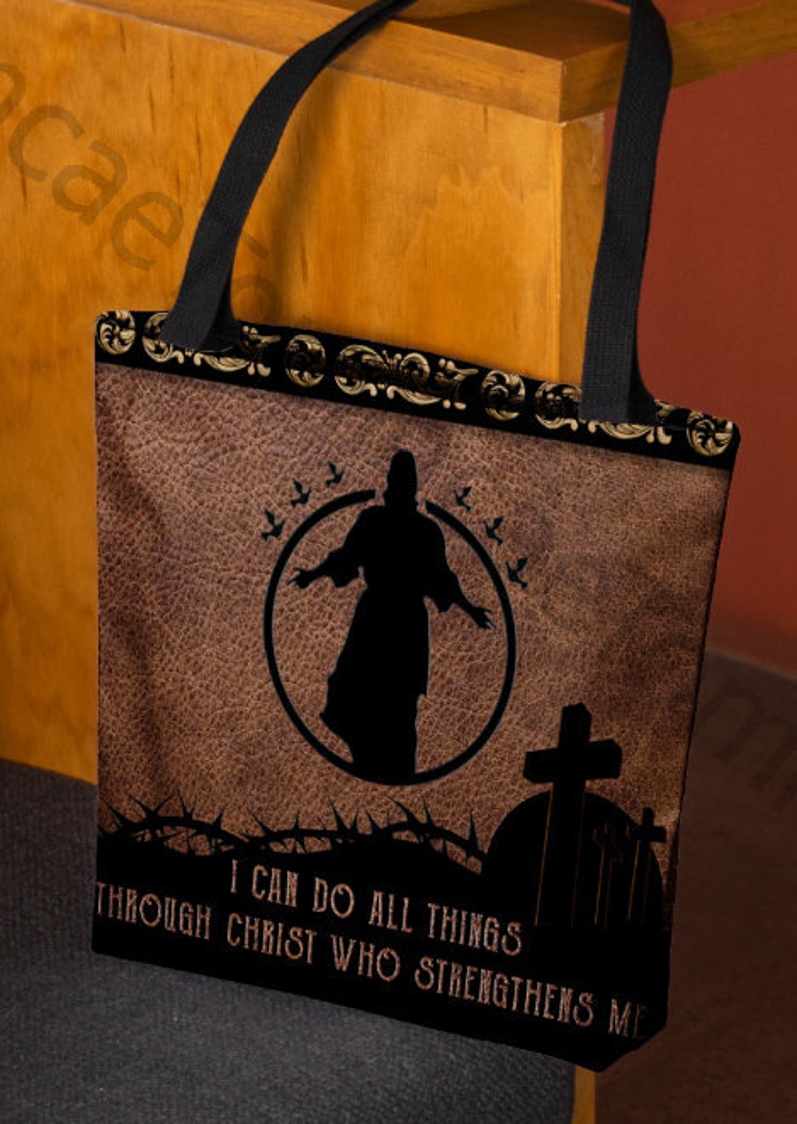 Jesus Tote Bag Faith Love Fear Jesus Handbag Jesus Shoulder Etsy