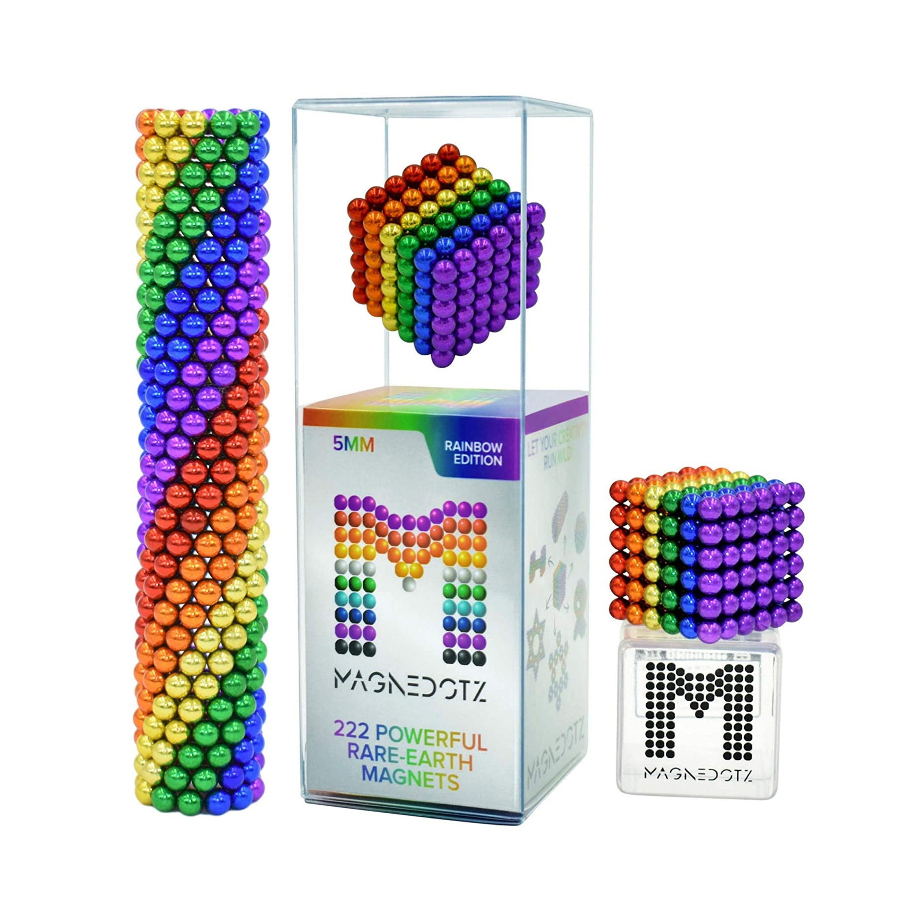 Magnedotz Magnetic Balls - Fidget Toys - Magnet Desk Toy Games Magnetic Beads Stress Relief Toys for Adults (Rainbow)