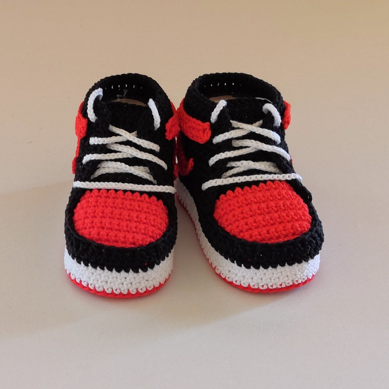 Crochet pattern jordan baby booties crochet baby sneakers for Etsy