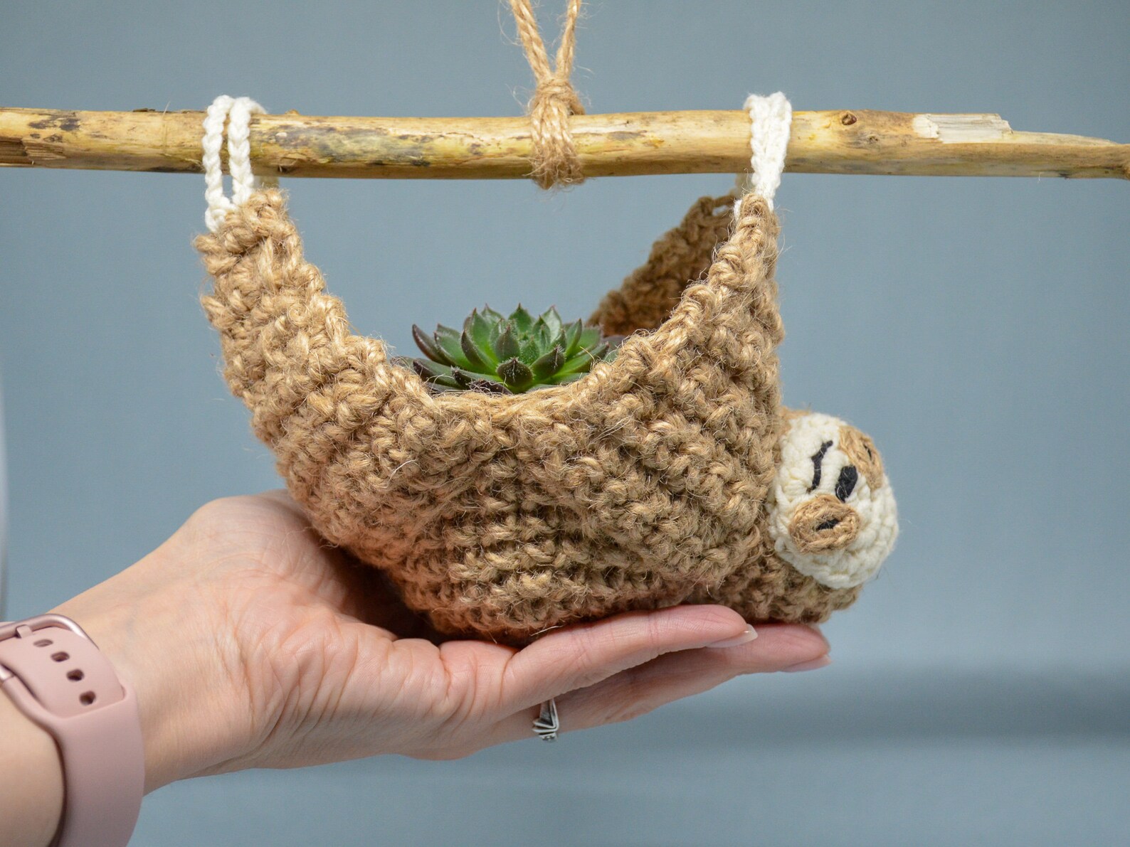 Hanging wall planter indoor crochet PATTERN sloth planter Etsy