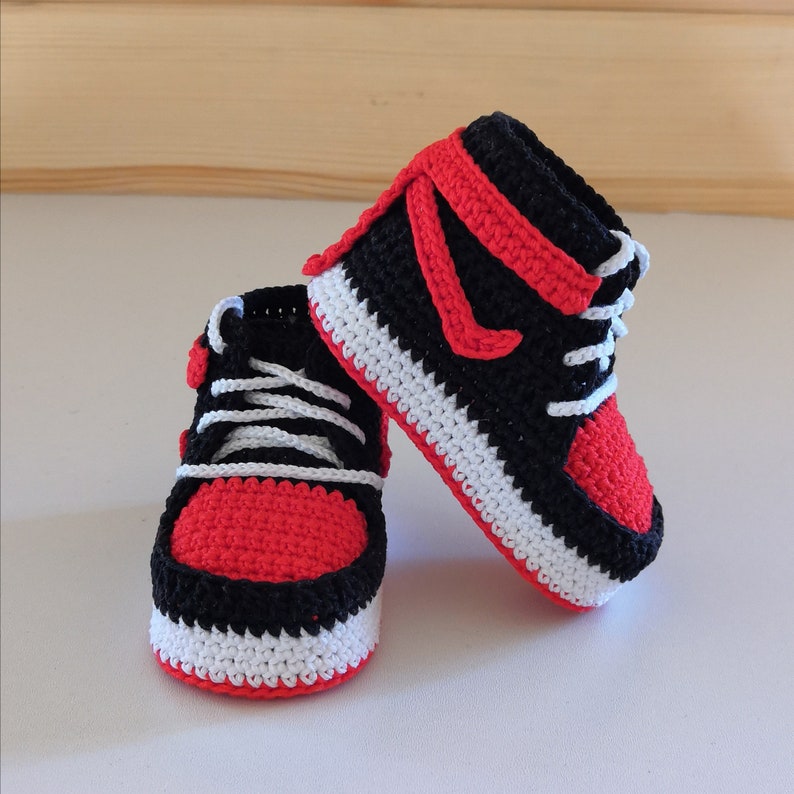 Crochet pattern jordan baby booties crochet baby sneakers