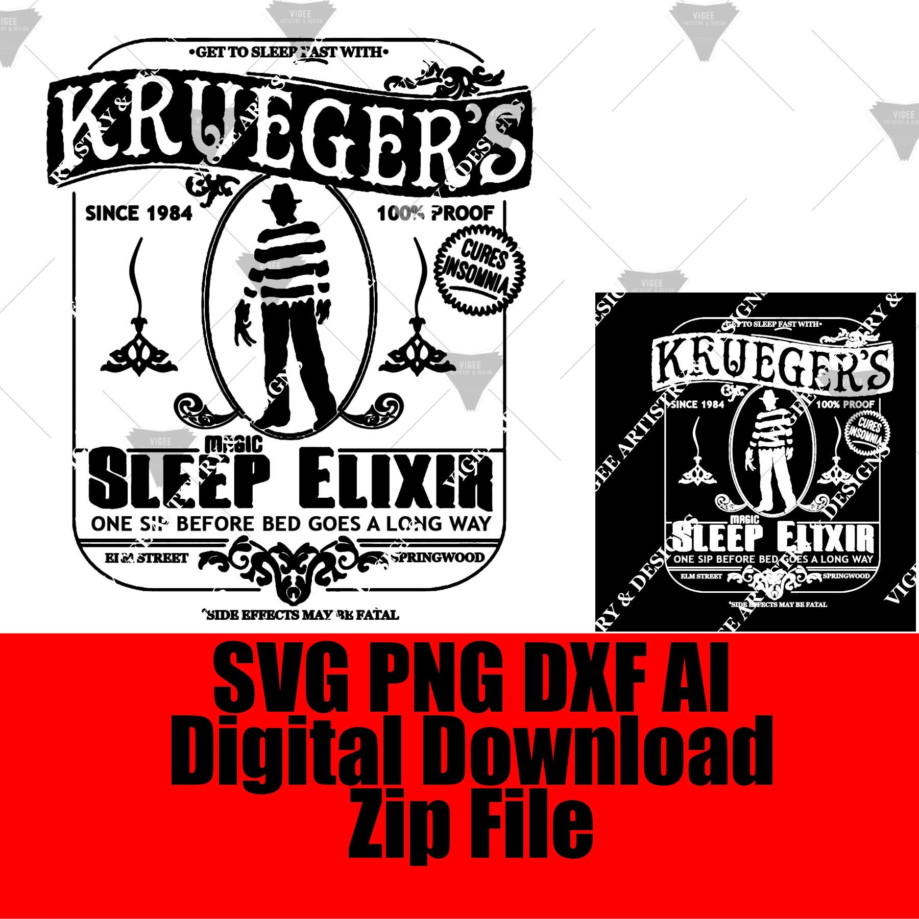 Kruegers Sleep Elixir Nightmare on Elm Street Freddy Krueger PNG SVG