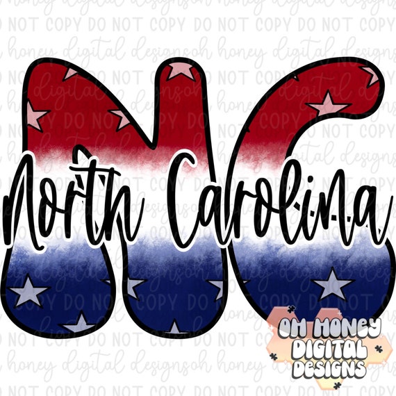 North Carolina Patriotic State PNG 4th of July Etsy