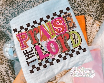 Praise The Lord PNG – Checkered Christian Design (Digital Download)