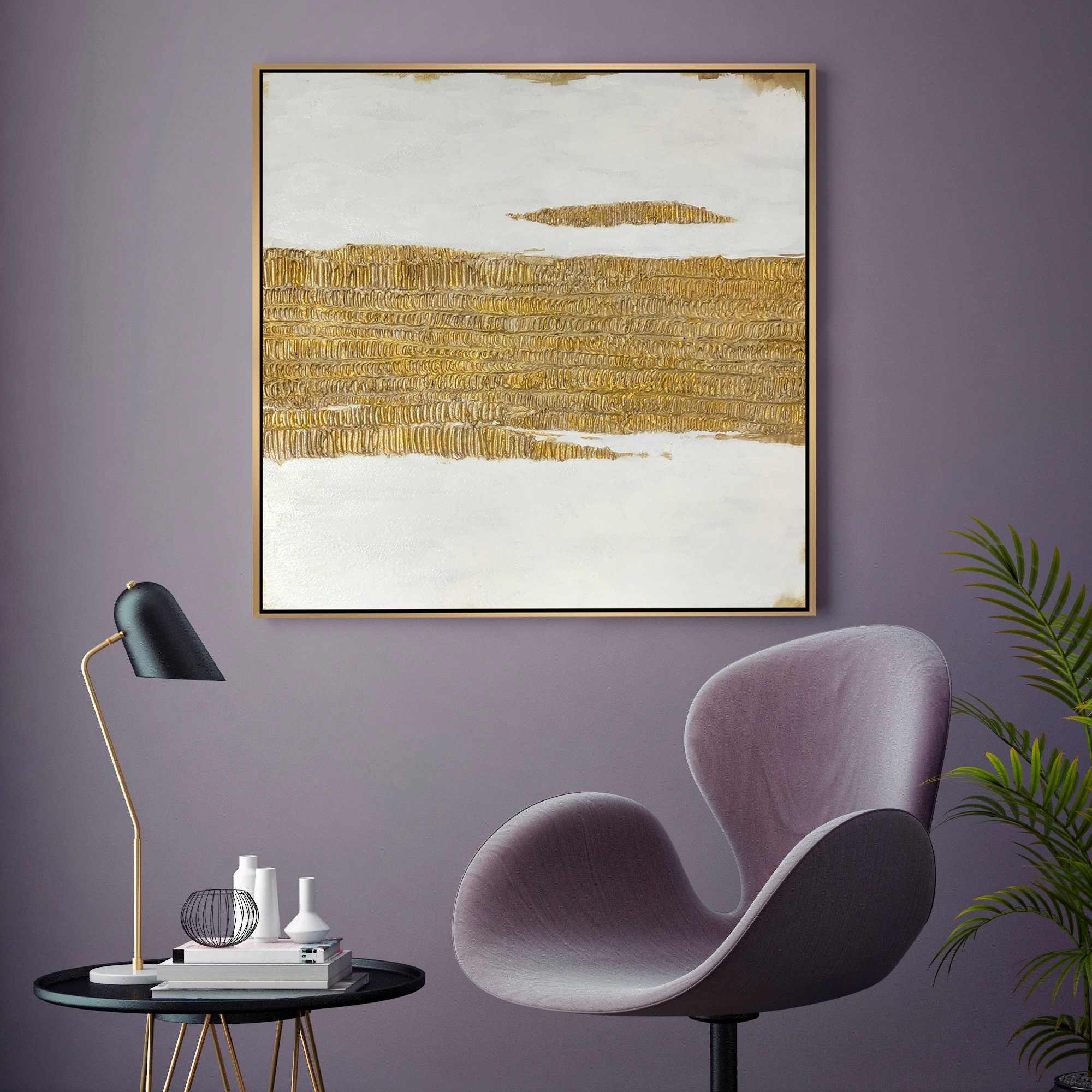 Gold 3d wall art Heavy Texture painting Large Artwork Gold Etsy