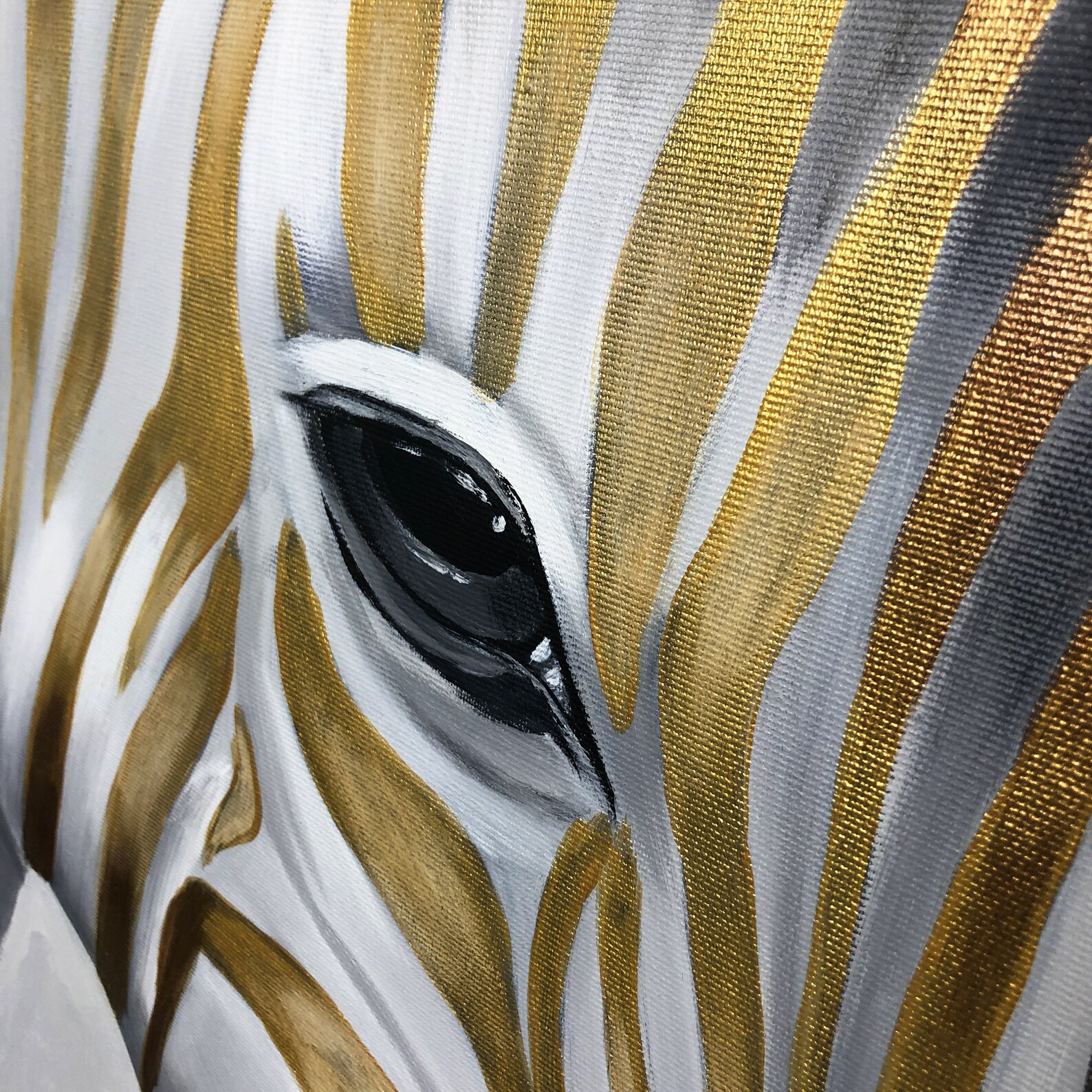 Zebra Painting Figurative Gold Silver Wall Art Contemporary Etsy