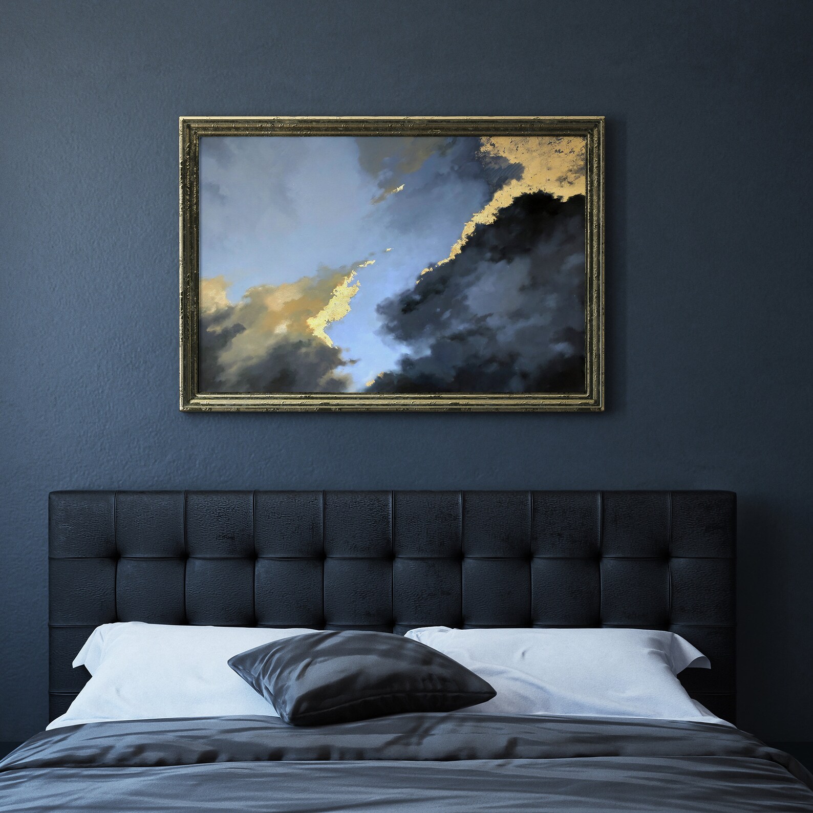 Cloud painting Original Canvas Art Blue Wall Painting Large Etsy
