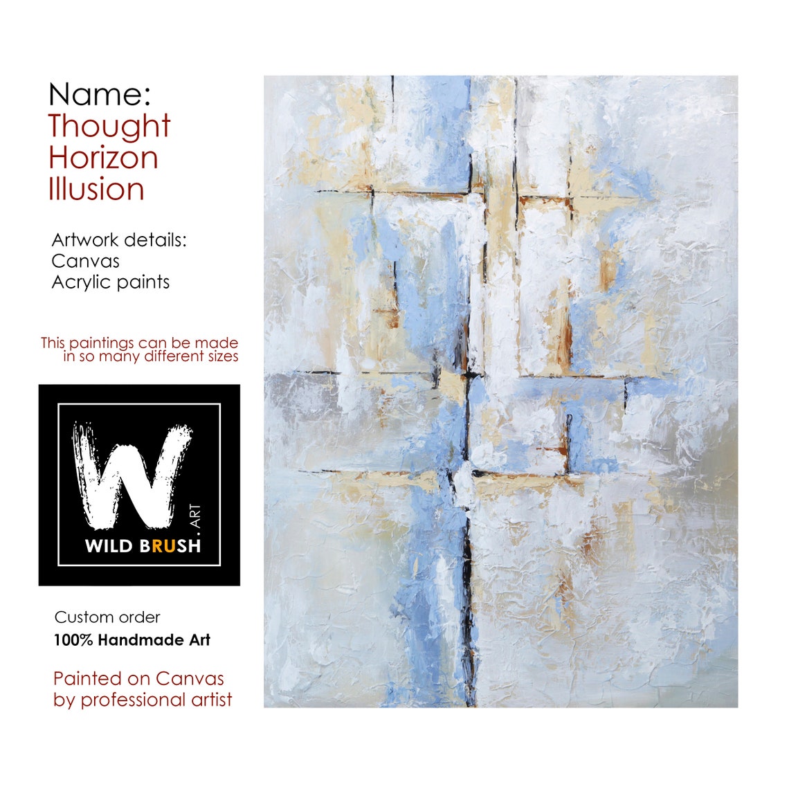 Original Canvas Art Light Blue Wall Painting Texture Etsy