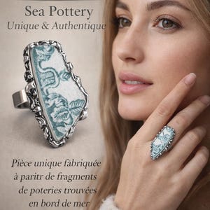 Stainless steel ring – Sea Pottery – Unique piece
