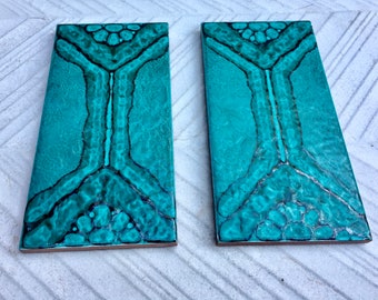 60/'s Ceramic Mushroom Plate Fat Lava Wall Tile Black Vintage Picture Midcentury