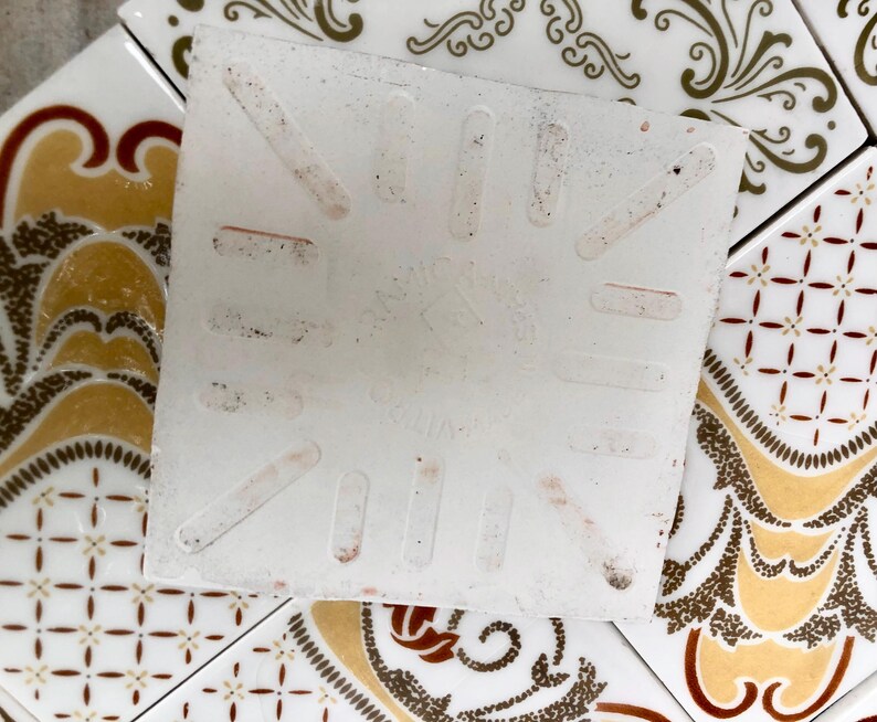 Vintage ochre, brown, red retro tiles — set of 15, photo 9 of 10