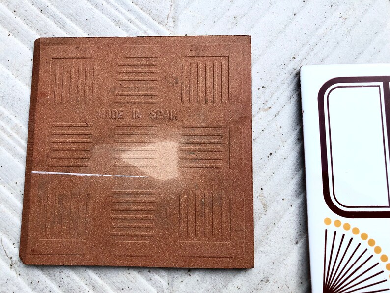 Spanish vintage tiles from the 70s – Brown + mustard yellow, photo 5 of 10