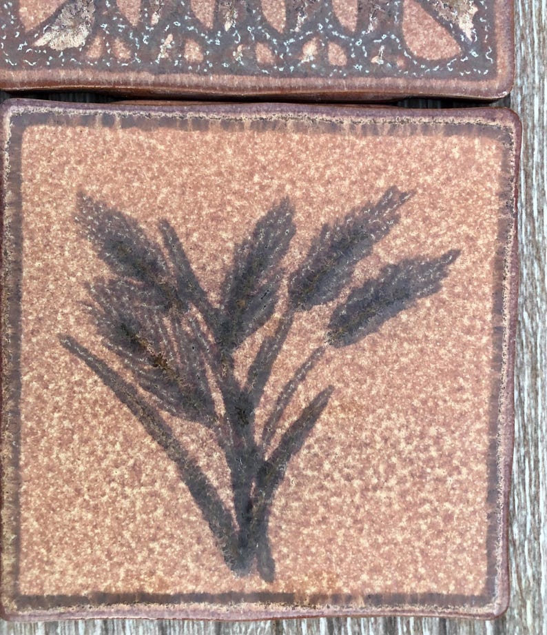 70s original Italian Vintage terracotta + brown tiles — set of 4, photo 7 of 10
