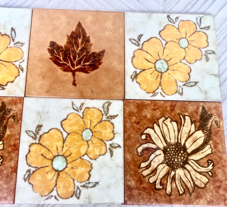 8 original Unused mid century retro Fat Lava tiles from Spain, photo 6 of 10