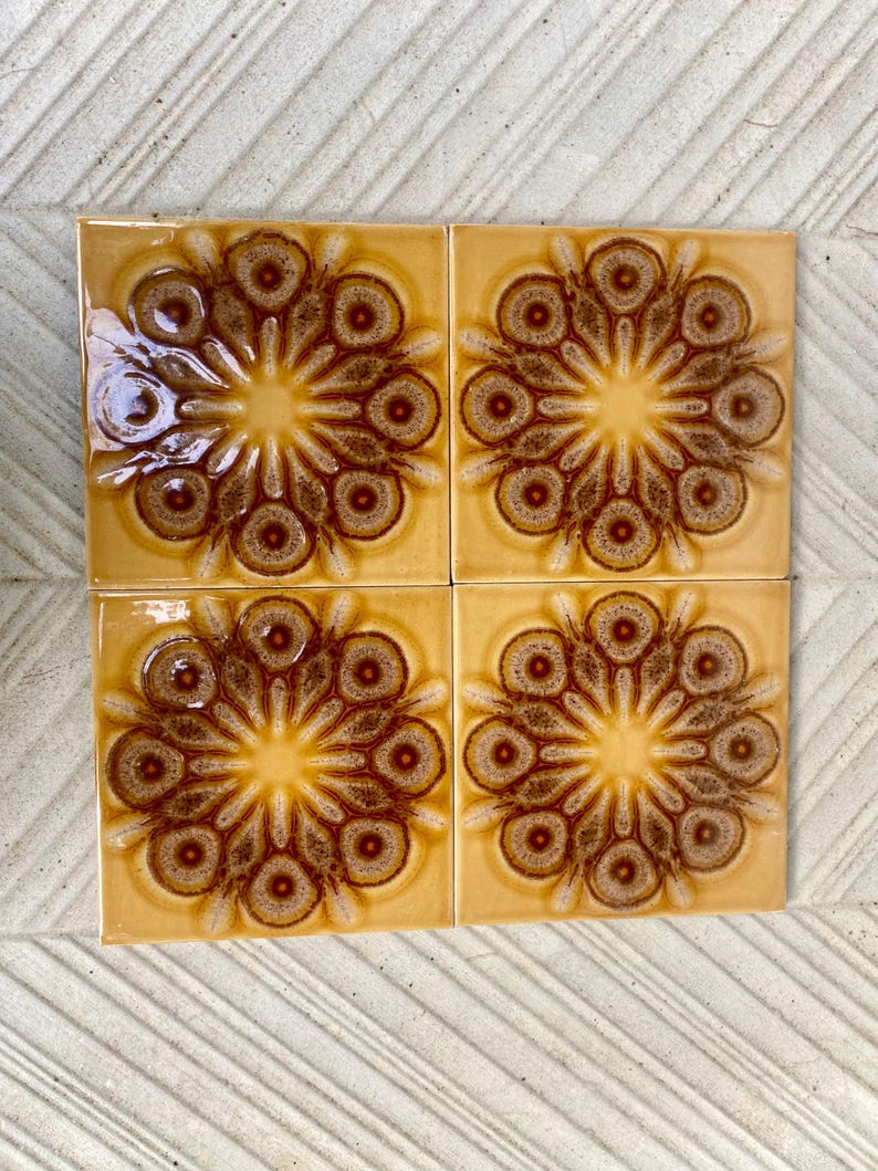 Original 70s retro unused tiles — set of 4, photo 6 of 6