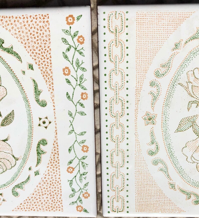 2 Original vintage floral tiles from the 60s - 70s, photo 5 of 8