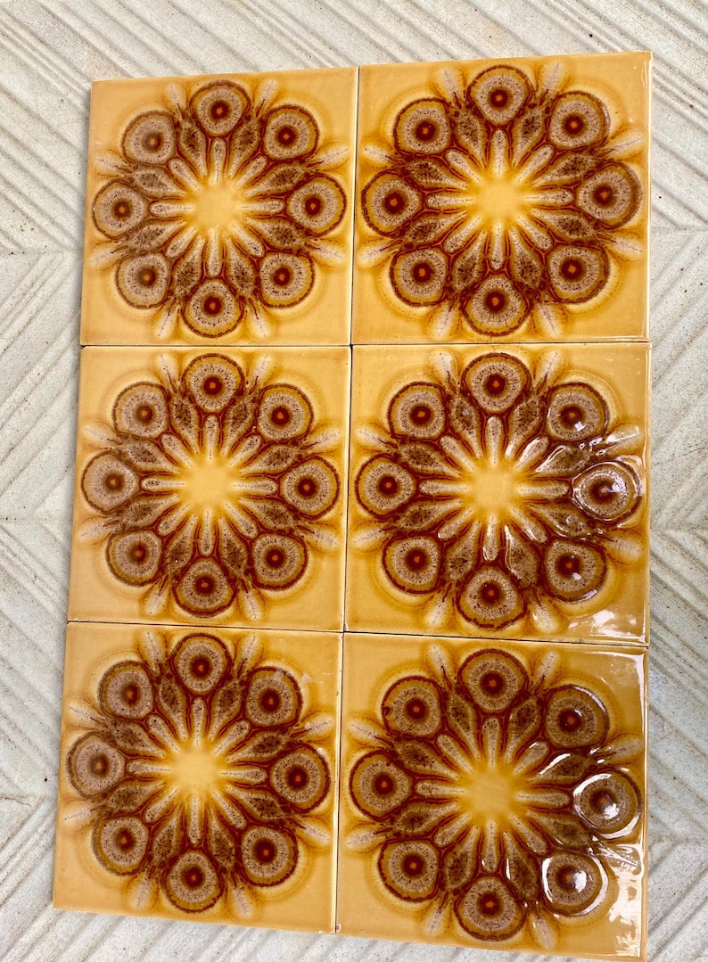Original 70s retro unused tiles — set of 15, photo 7 of 9