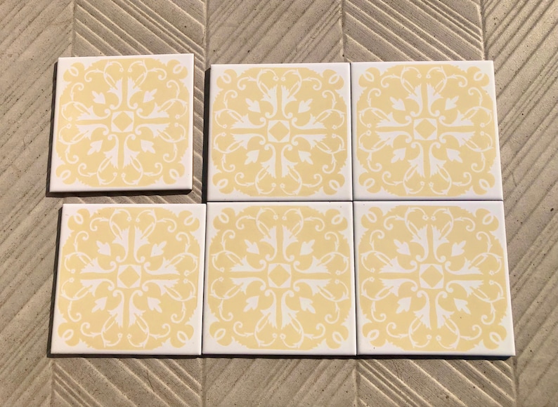 60s 70s vintage geometric tiles, Unused — set of 6, photo 2 of 7