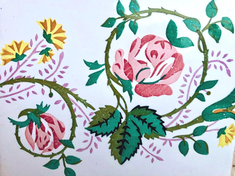 Art Nouveau 100 year old vintage tile, 20 x 18 cm, photo 6 of 9