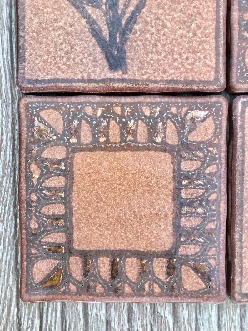 70s original Italian Vintage terracotta + brown tiles — set of 4, photo 6 of 10