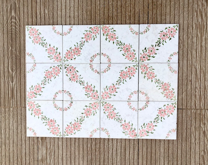 Spanish 60s 70s pink romantic retro tiles — set of 12, photo 9 of 10