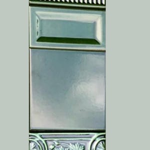 Sample set. Art nouveau style floral border green tiles from Spain. 4 pcs. Glazed vintage style new tiles. Glossy embossed green retro tiles
