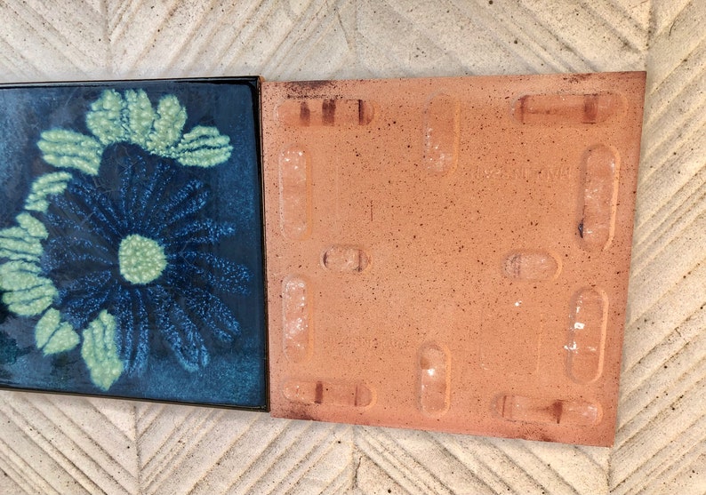 Fat Lava 60 - 70s Blue tiles, trivets or wall plaques — set of 4, photo 10 of 10