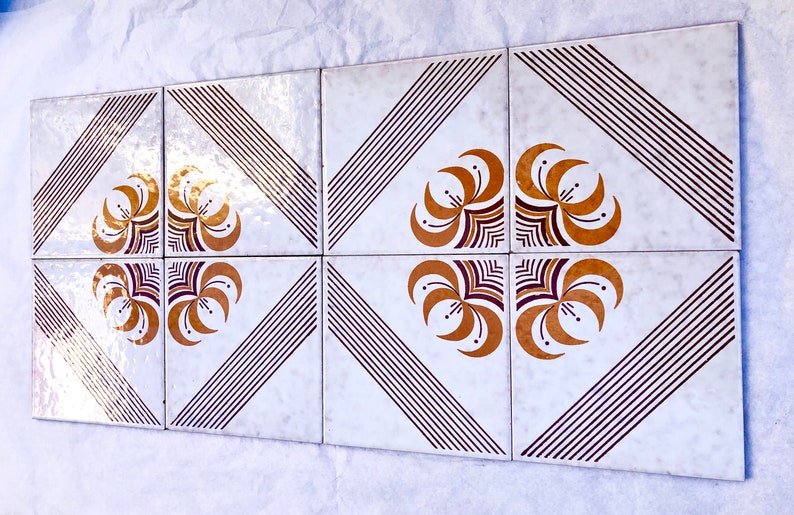 8 mid century majolica Fat Lava tiles from Spain, photo 1 of 10