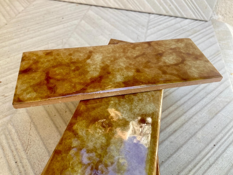 Spanish vintage Fat Lava tiles from the 70s — set of 4, photo 6 of 8
