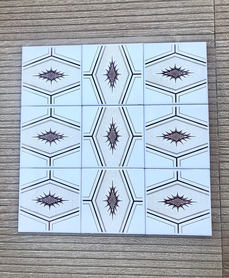 70s Spanish vintage tiles – Brown + yellow retro tiles — set of 6, photo 10 of 10
