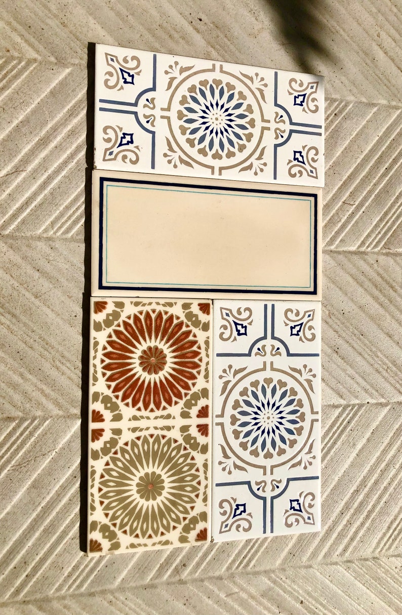 4 Spanish 60s 70s blue, brown + cream tiles, photo 4 of 10