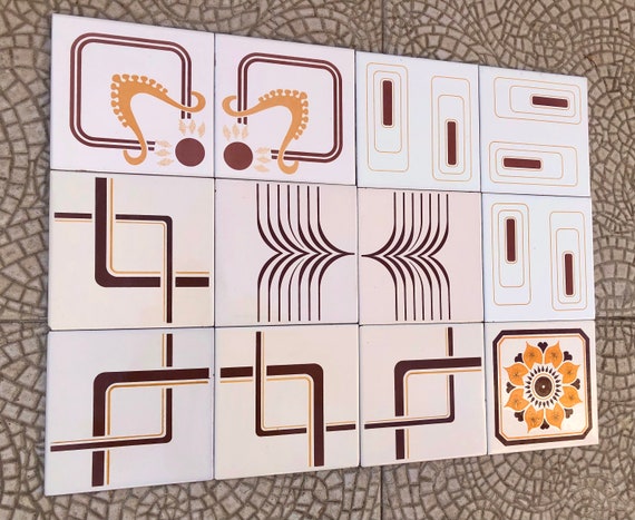 12 Spanish vintage tiles from the 60s - 70s