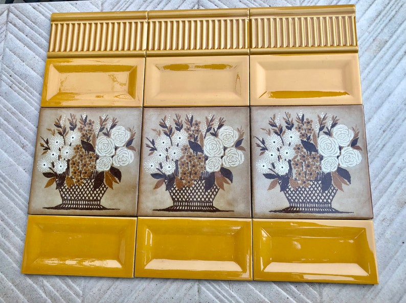 12 pc Art Nouveau style border tile set from Spain, photo 3 of 10