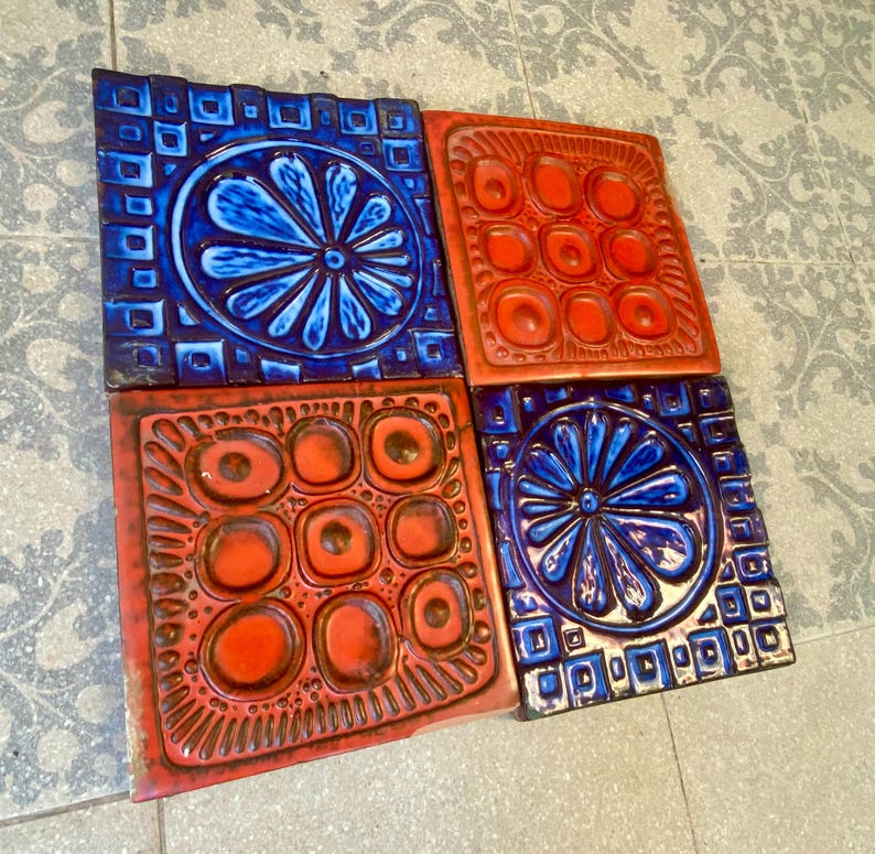 Last 4 tiles – Fat Lava 60s - 70s wall plaques, tiles / trivets, photo 4 of 10